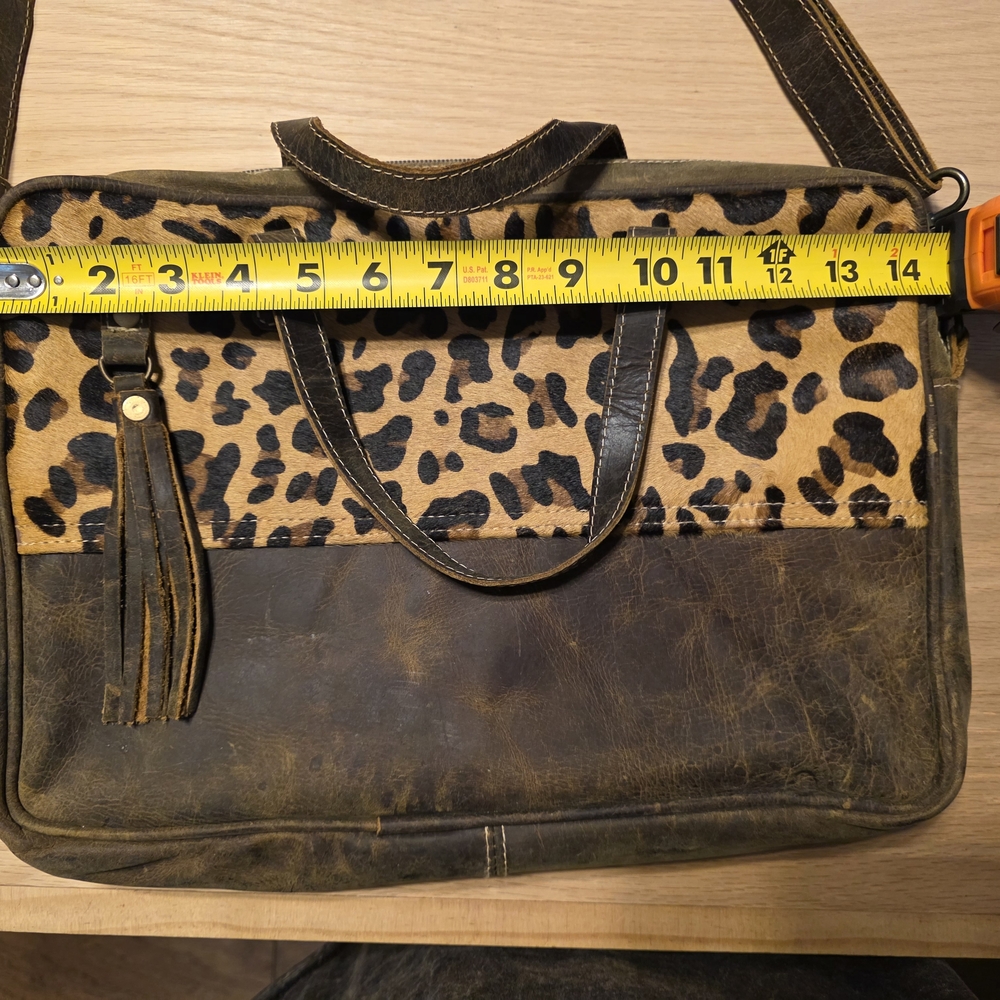 Leopard Print Leather Laptop Bag
